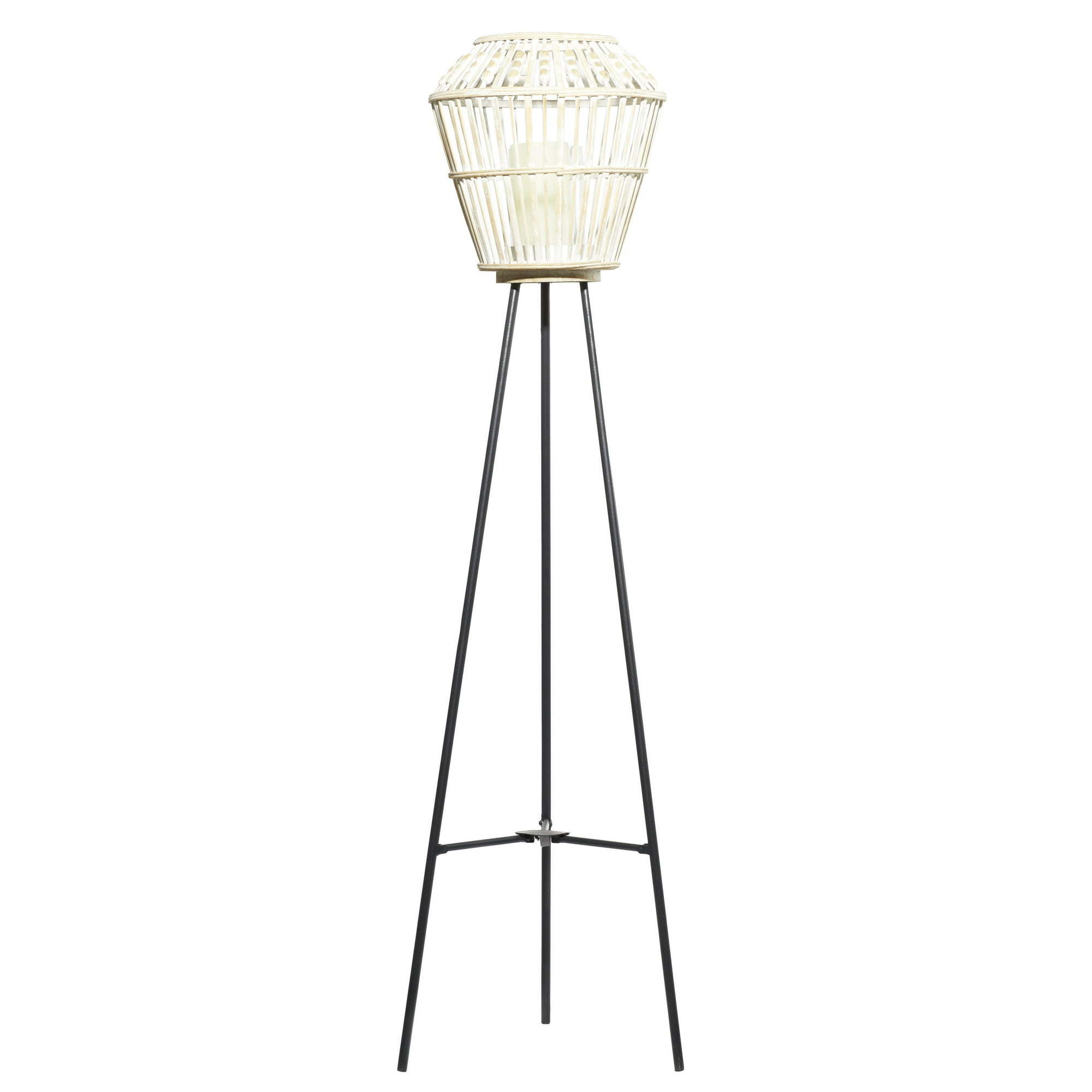 DecMode 13"W, 55"H Metal Natural Candle Lantern, White, 1 - Piece