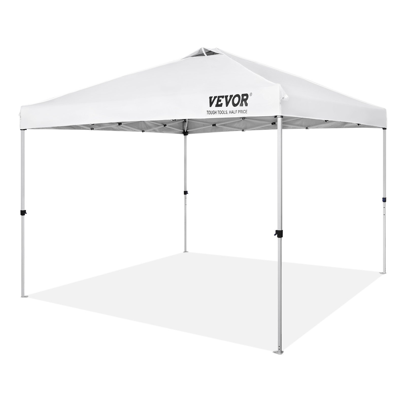 VEVOR Pop Up Canopy Tent, 10 x 10 ft, 250 D PU Silver Coated Tarp, with Portable Roller Bag and 4 Sandbags