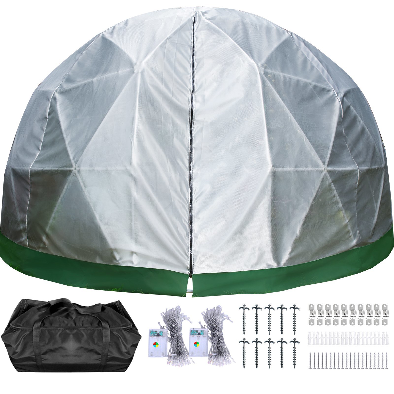 VEVOR Garden Dome Tent, 12'x7' Bubble Dome Tent, Polyester Mesh Dome House w/ Storage Bag & LED String Light, 8-10 Person Available