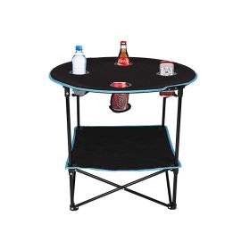 Travel Camping Picnic Portable Foldable Table with Cup Holder (Type: Outdoor Supplies, Color: Black & Blue)